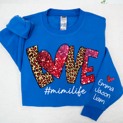 Lofaris Love Leopard Glitter Mimilife Custom Name Sweatshirt
