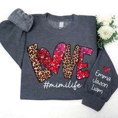 Lofaris Love Leopard Glitter Mimilife Custom Name Sweatshirt