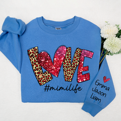 Lofaris Love Leopard Glitter Mimilife Custom Name Sweatshirt