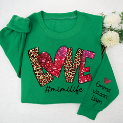 Lofaris Love Leopard Glitter Mimilife Custom Name Sweatshirt