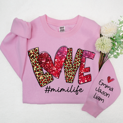Lofaris Love Leopard Glitter Mimilife Custom Name Sweatshirt