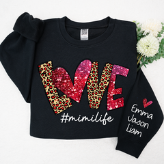 Lofaris Love Leopard Glitter Mimilife Custom Name Sweatshirt