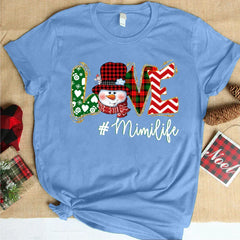 Lofaris Love Life Snowman Custom Name Christmas T-Shirt