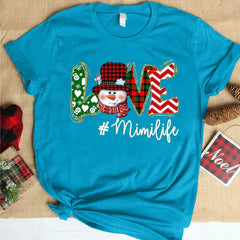 Lofaris Love Life Snowman Custom Name Christmas T-Shirt
