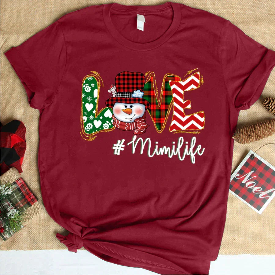 Lofaris Love Life Snowman Custom Name Christmas T-Shirt