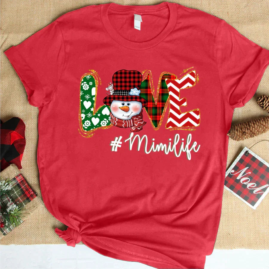 Lofaris Love Life Snowman Custom Name Christmas T-Shirt