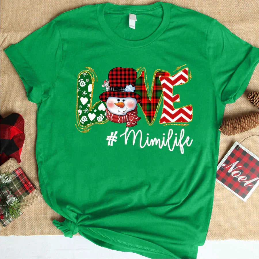 Lofaris Love Life Snowman Custom Name Christmas T-Shirt