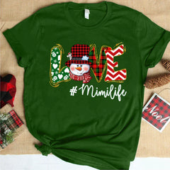 Lofaris Love Life Snowman Custom Name Christmas T-Shirt