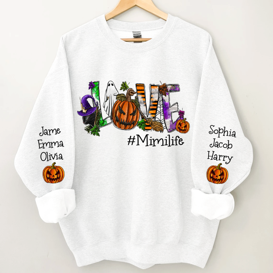Lofaris Pumpkin Spooky Love Halloween Grandma And Grandkids CTH01 Sweatshirt