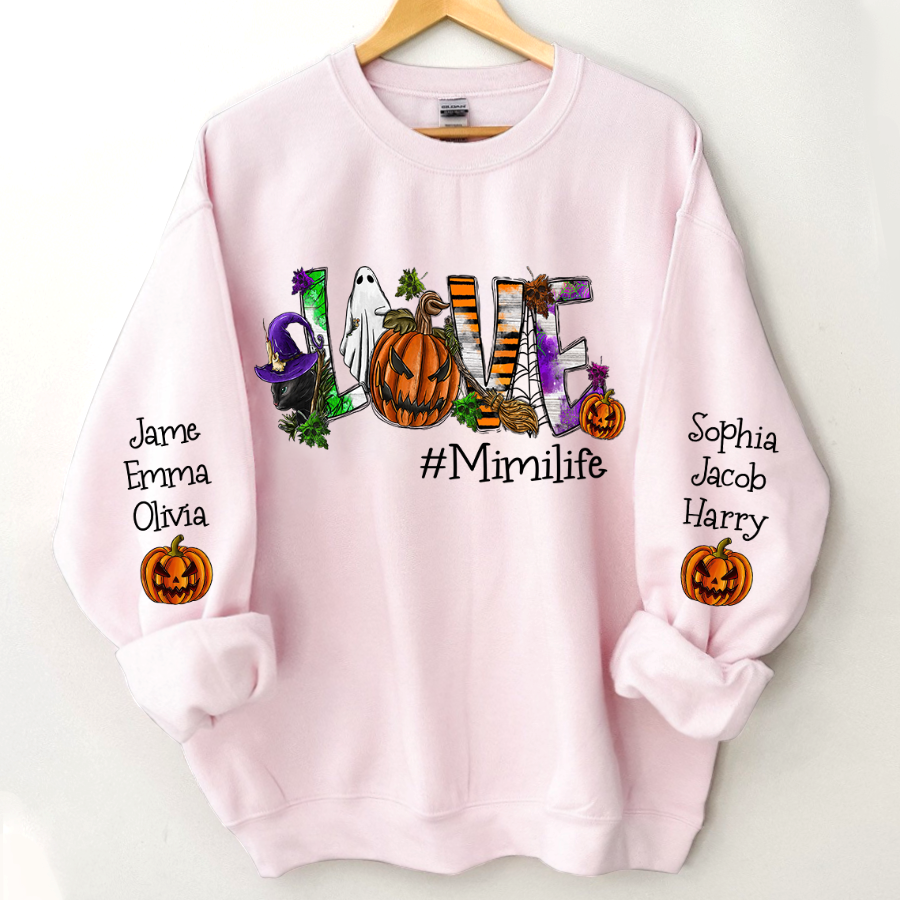 Lofaris Pumpkin Spooky Love Halloween Grandma And Grandkids CTH01 Sweatshirt