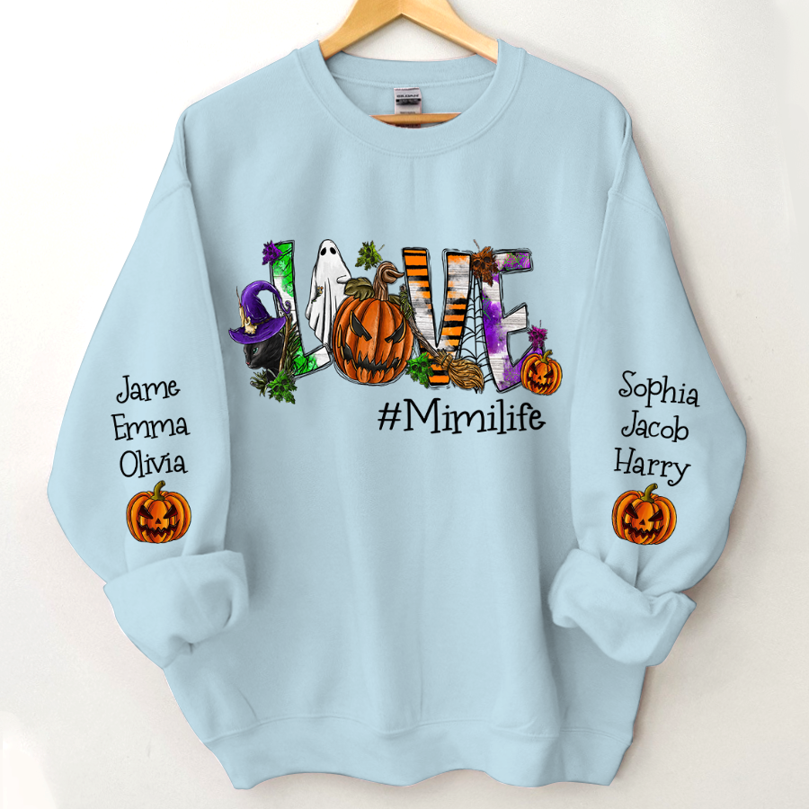 Lofaris Pumpkin Spooky Love Halloween Grandma And Grandkids CTH01 Sweatshirt