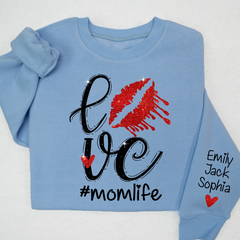 Lofaris Glitter Love momlife Custom Name Mom Mama Mommy And Kids Sweatshirt