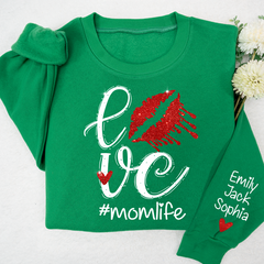 Lofaris Glitter Love momlife Custom Name Mom Mama Mommy And Kids Sweatshirt