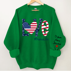 Lofaris Love Nana Life American Flag Custom Gift Sweatshirt