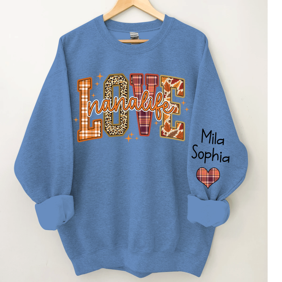 Lofaris Love Nana Life Grandkids Autumn Custom Sweatshirt