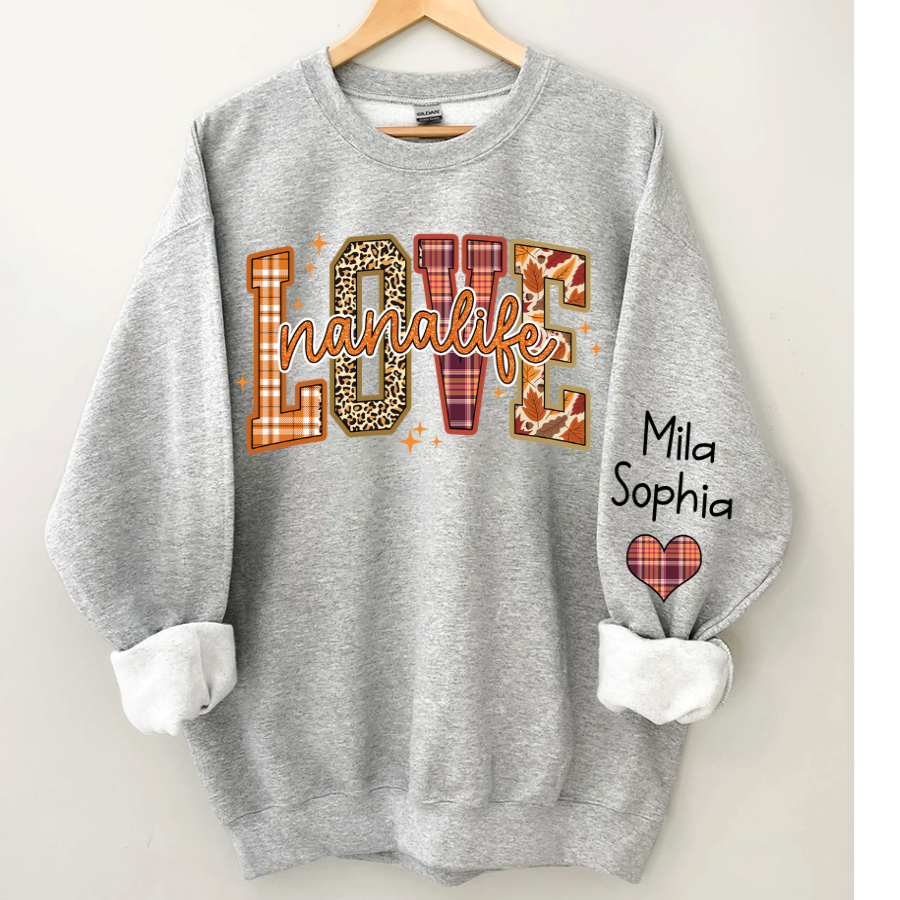Lofaris Love Nana Life Grandkids Autumn Custom Sweatshirt