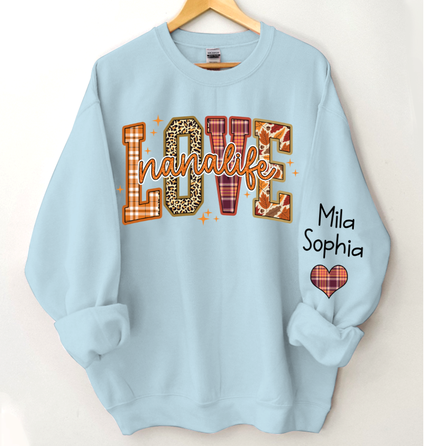 Lofaris Love Nana Life Grandkids Autumn Custom Sweatshirt