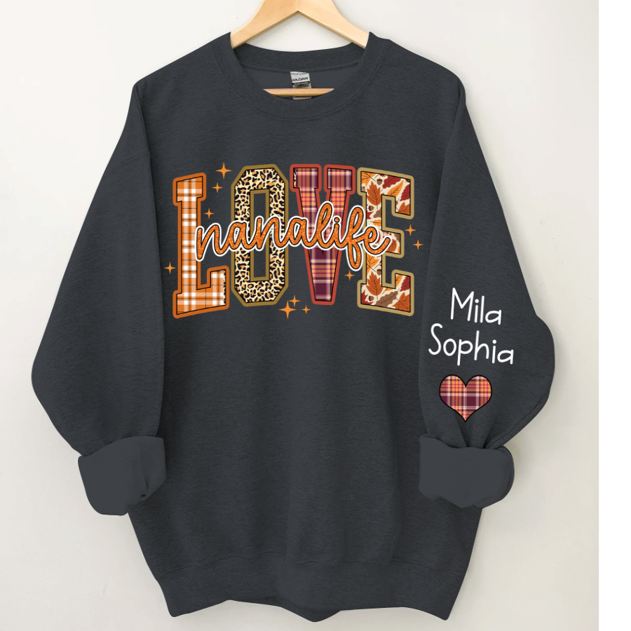 Lofaris Love Nana Life Grandkids Autumn Custom Sweatshirt
