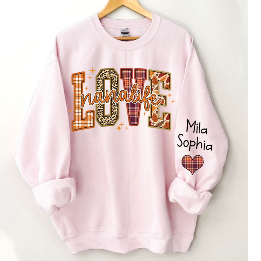 Lofaris Love Nana Life Grandkids Autumn Custom Sweatshirt