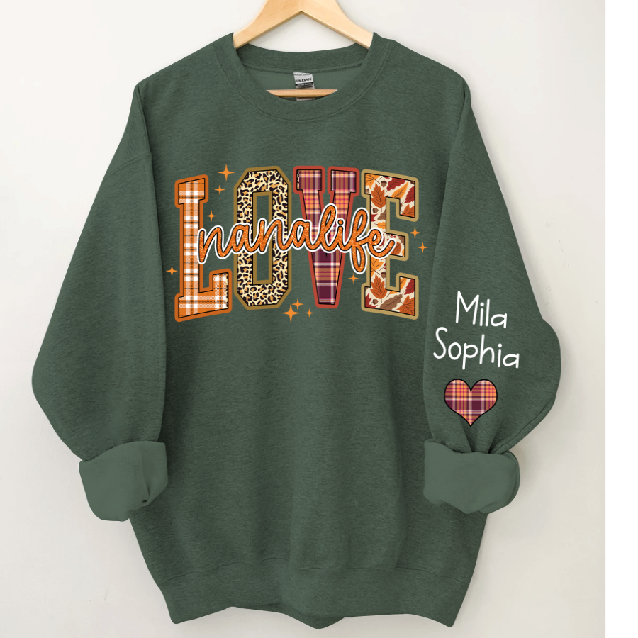 Lofaris Love Nana Life Grandkids Autumn Custom Sweatshirt