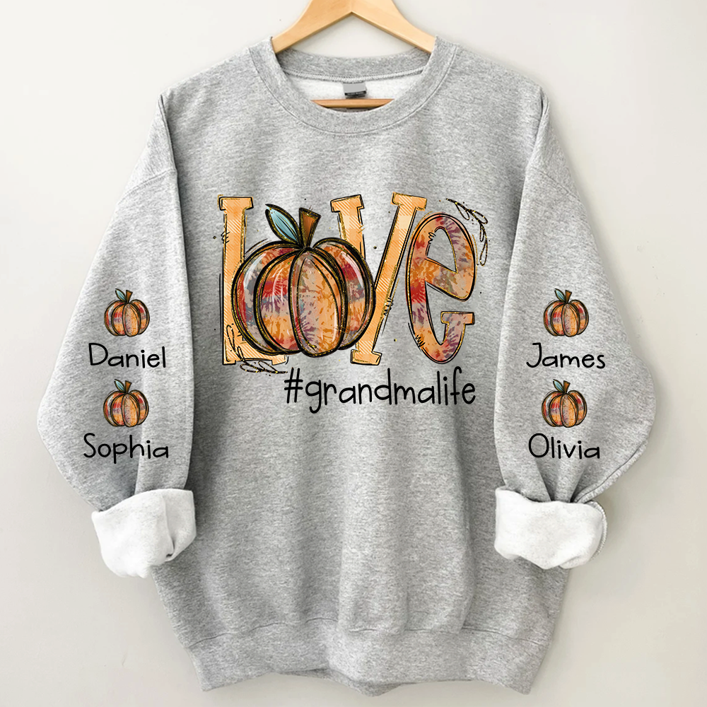 Lofaris Love Pumpkin Autumn Grandma Life Kids Sweatshirt