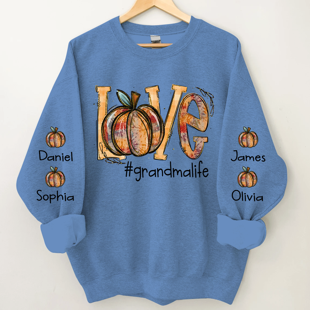 Lofaris Love Pumpkin Autumn Grandma Life Kids Sweatshirt