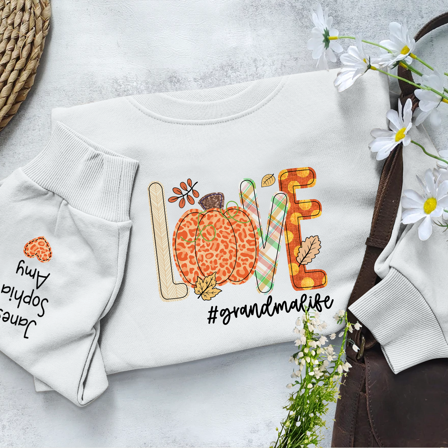 Lofaris Love Pumpkin Grandmalife Autumn Custom Sweatshirt