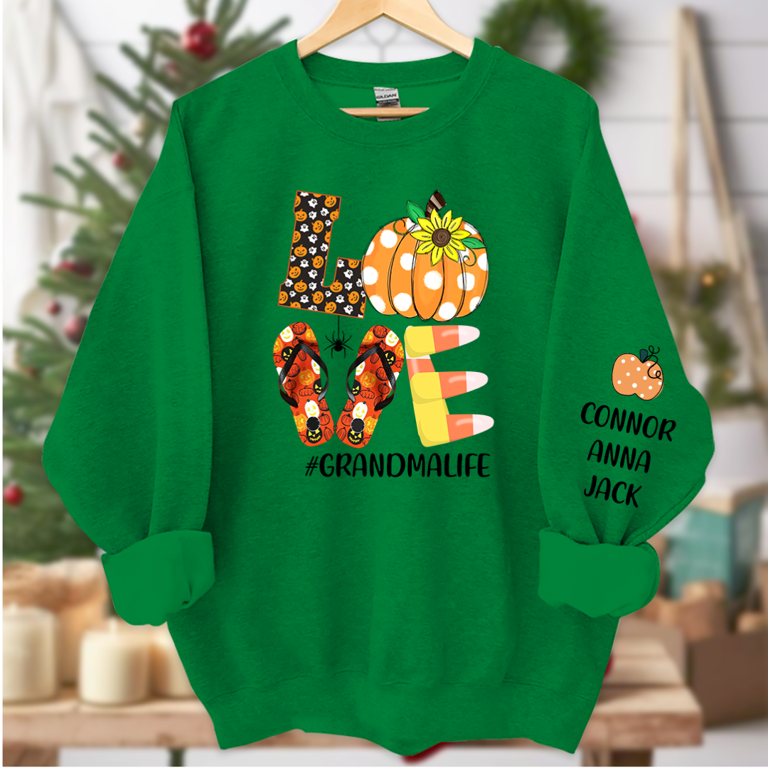 Lofaris Love Pumpkins Grandma Grandkids Autumn Sweatshirt