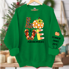 Lofaris Love Pumpkins Grandma Grandkids Autumn Sweatshirt