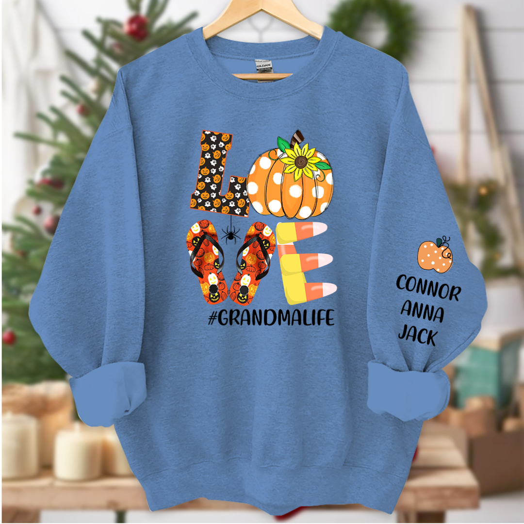 Lofaris Love Pumpkins Grandma Grandkids Autumn Sweatshirt