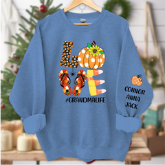 Lofaris Love Pumpkins Grandma Grandkids Autumn Sweatshirt