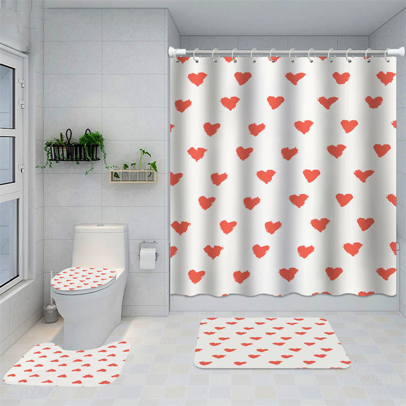 Lofaris Love Red Hearts Boho Valentines Bathtub Shower Curtain