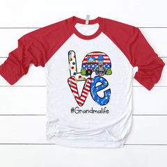 Lofaris Love Usa Flag Grandma Kids Custom Baseball Shirt