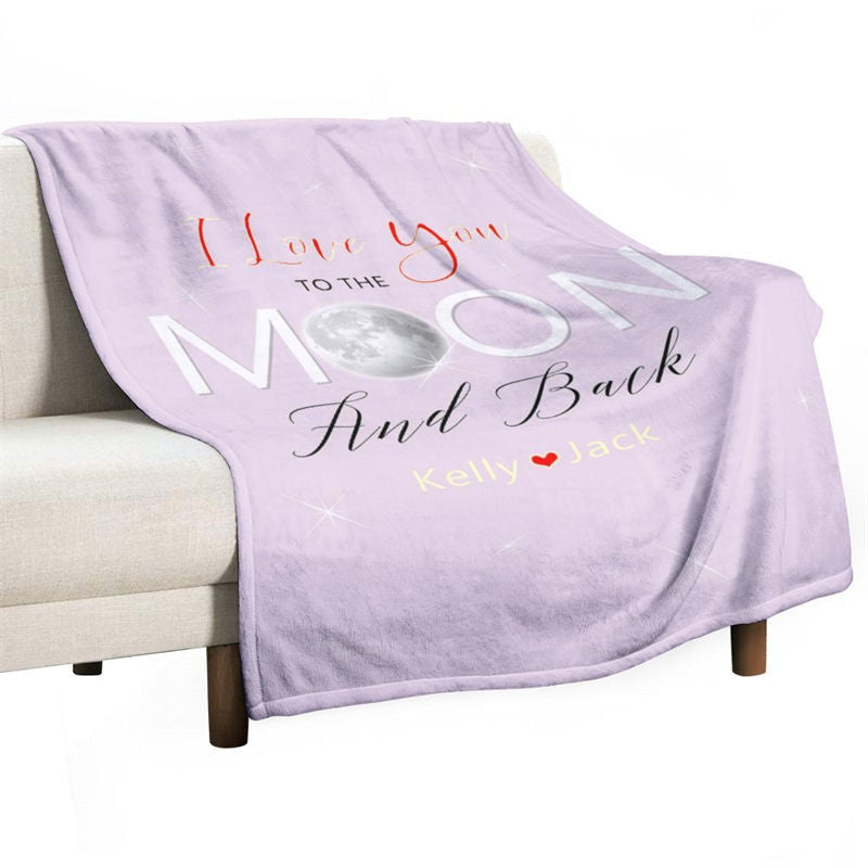 Lofaris Love You To The Moon Custom Valentines Day Blanket