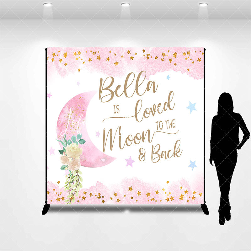 Lofaris Loved To The Moon Back Custom Baby Shower Backdrop