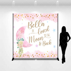 Lofaris Loved To The Moon Back Custom Baby Shower Backdrop