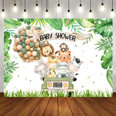 Lofaris Lovely Animals Monstera Backdrop For Baby Shower