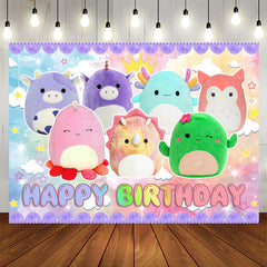 Lofaris Lovely Colorful Cartoon Animal Dolls Birthday Backdrop
