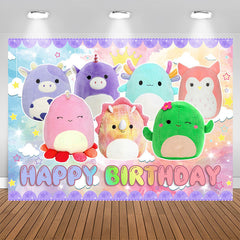 Lofaris Lovely Colorful Cartoon Animal Dolls Birthday Backdrop