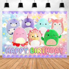 Lofaris Lovely Colorful Cartoon Animal Dolls Birthday Backdrop