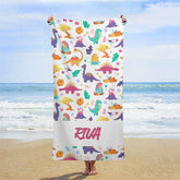 Lofaris Lovely Dinosaurs Volcano Repeat Custom Beach Towel