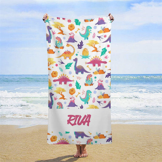 Lofaris Lovely Dinosaurs Volcano Repeat Custom Beach Towel