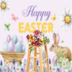 Lofaris Lovely Eggs Flower Bunny Butterfly Easter Backdrop