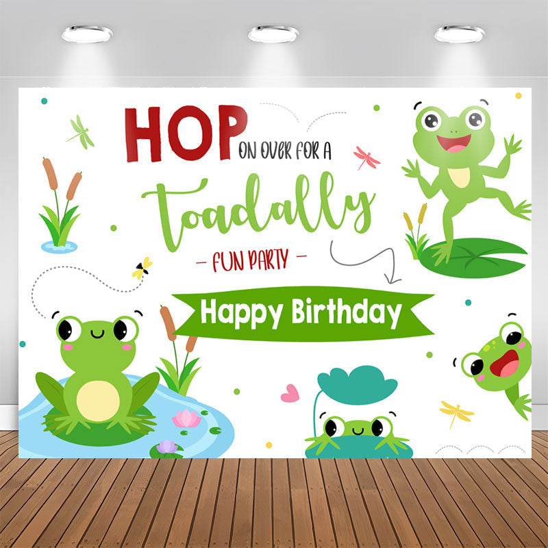 Lofaris Lovely Frogs Hop Toadally Birthday Backdrop For Kids