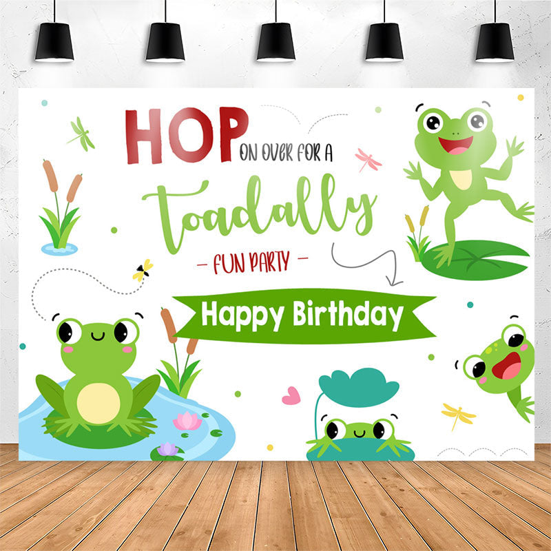 Lofaris Lovely Frogs Hop Toadally Birthday Backdrop For Kids