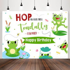 Lofaris Lovely Frogs Hop Toadally Birthday Backdrop For Kids
