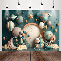 Lofaris Lovely Hot Air Balloon Planet Star Birthday Backdrop