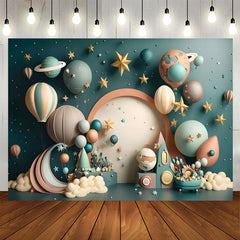 Lofaris Lovely Hot Air Balloon Planet Star Birthday Backdrop
