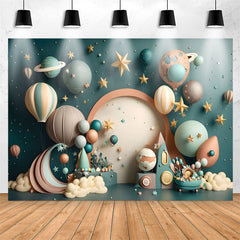 Lofaris Lovely Hot Air Balloon Planet Star Birthday Backdrop