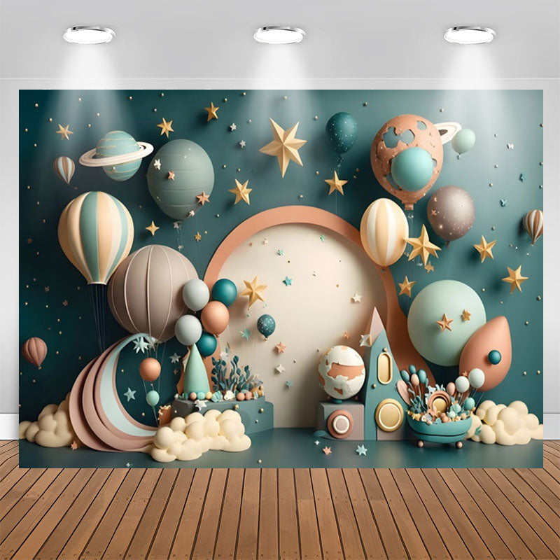 Lofaris Lovely Hot Air Balloon Planet Star Birthday Backdrop